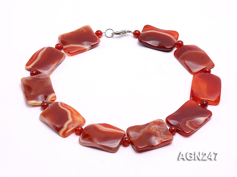 40x30mm Red Rectangular Agate Necklace