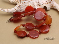 27x27mm Red Polygon Agate Necklace