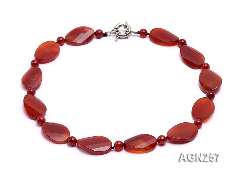 28x20mm Red Irregular Faceted Agate Necklace