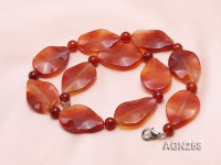 34x23mm Red Irregular Faceted Agate Necklace