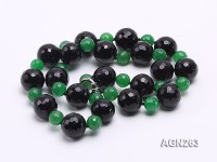20mm Black Faceted Agate and Malay Jade Necklace