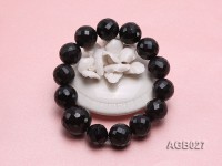 15mm Black Round Faceted Agate Bracelet