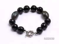 14mm Black Round and Oval Faceted Agate Bracelet