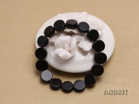10x4mm Black Round Agate Bracelet