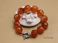 17mm Red Round Faceted Agate Bracelet