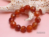 15-17mm Red Round Faceted Agate Bracelet