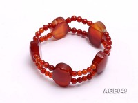 Double-row 5mm Red Agate Bracelet