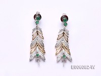 18k Gold Earring Bail Dotted with Emerald Beads and Diamonds