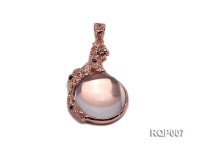 Natural Rose Quartz Pendant Set on a Golden Gilded Bail Dotted with Zircons