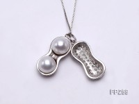 Peanut-shaped White Freshwater Pearl Pendant with a Sterling Silver Chain