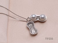 Peanut-shaped White Freshwater Pearl Pendant with a Sterling Silver Chain