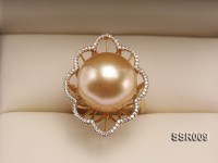 Elegant AAA 15.5mm Shiny Golden South Sea Pearl Ring