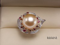 Elegant AAA 15mm Shiny Golden South Sea Pearl Ring