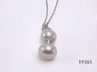 Snowman-shaped White Cultured Freshwater Pearl Pendant with a Sterling Silver Chain