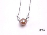 9.5mm Pink Round Freshwater Pearl Pendant with a Sterling Silver Chain