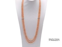 Three-strand 3x5mm Pink Freshwater Pearl Necklace