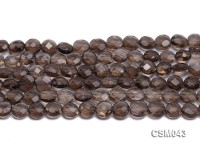 Wholesale 10mm Button-shaped Faceted Smoky Quartz Beads Loose String