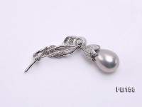 Seashell Pearl Brooch Set on Metal Bail with Zircons