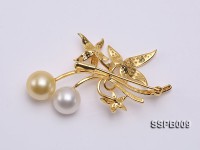 11mm South Sea Pearl Brooch Set on Sterling Silver Bail with Zircons