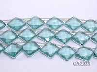 Wholesale 25mm Square Faceted Simulated Aquamarine Pieces Loose String