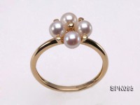 14k Yellow Gold Ring Set with 5mm Round White Akoya Pearls