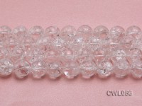 Wholesale 14mm Round Inner-cracked Faceted Rock Crystal Beads Loose String