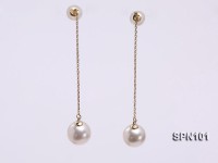 9mm Round White Akoya Pearl Earring with 14k Gold Earring Stud