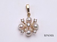 Selected 5mm White Round Natural Akoya Pearl Pendant with 14k Gold Bail