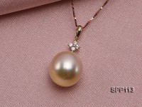 Drop-shaped Golden South Sea Pearl Pendant with 14k Gold Chain