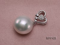 13x15mm White South Sea Pearl Pendant with 18k Gold Bail Dotted with Diamonds