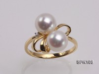 7.5mm White Round Akoya Pearl Ring in 18K Gold