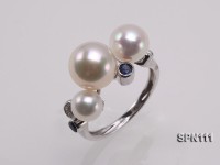 18K Gold Ring Set with 9mm Round White Akoya Pearl