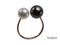 14k Gold Ring Set with 8-9mm Black Tahitian Pearl