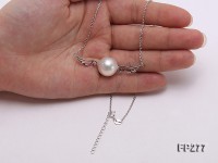 14.5mm White Round Edison Pearl Pendant with Sterling Silver Chain