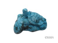 Stylish 37x55mm Blue Turquoise Craftwork Carved with a tortoise