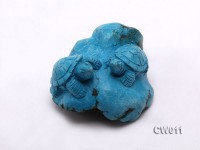 Stylish 65x75mm Blue Turquoise Craftwork Carved with a tortoise