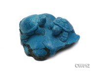 Stylish 60x68mm Blue Turquoise Craftwork Carved with Two turtles