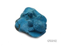 Stylish 60x68mm Blue Turquoise Craftwork Carved with Two turtles
