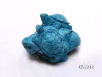 Stylish 55x70mm Blue Turquoise Craftwork Carved with Two turtles