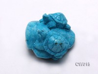 Stylish 55x60mm Blue Turquoise Craftwork Carved with Two turtles