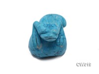 Stylish 29x40mm Blue Turquoise Craftwork Carved with a toad