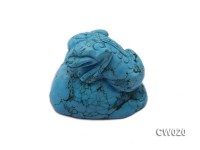 Stylish 36x45mm Blue Turquoise Craftwork Carved with a toad