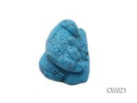 Stylish 38x50mm Blue Turquoise Craftwork Carved with a toad