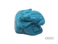 Stylish 45x50mm Blue Turquoise Craftwork Carved with a toad