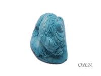 Stylish 30x45mm Blue Turquoise Craftwork Carved with a toad