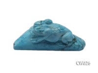 Stylish 20x67mm Blue Turquoise Craftwork Carved with a toad