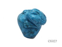 Stylish 38x38mm Blue Turquoise Craftwork Carved with a toad