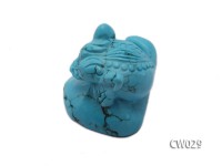 Stylish 36x40mm Blue Turquoise Craftwork Carved with a toad