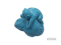 Stylish 43x35mm Blue Turquoise Craftwork Carved with a monkey