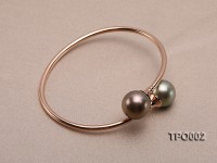 11-13mm Peacock Tahitian Pearl Bracelet with 18K Gold